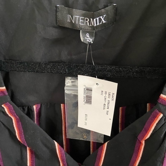 NWT Intermix Lexi Multicolored Striped Button‎ Front Blouse Shirt - Picture 5 of 8